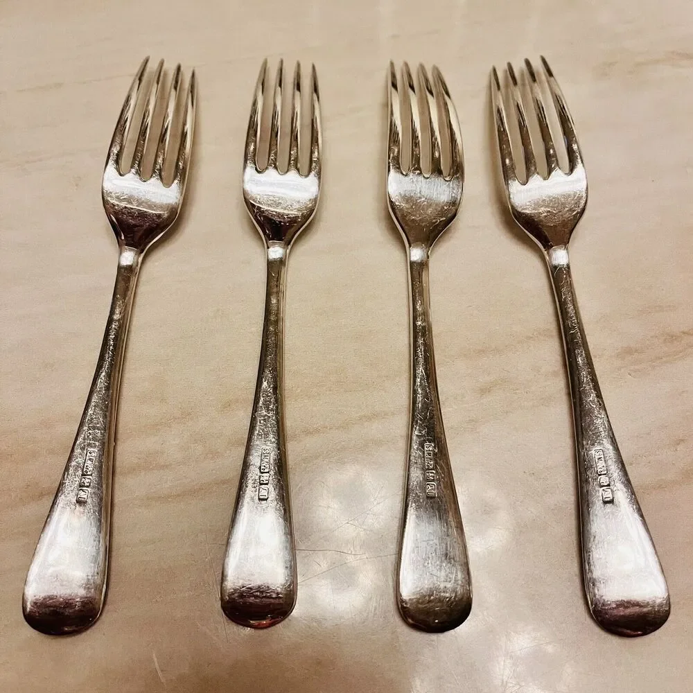 Vintage S M CO LTD EPNS A1 Silverware Salad Forks 4pc 6 5/8 in